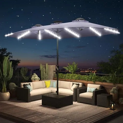 SolarGlow™ 15FT Double-Sided Patio Umbrella