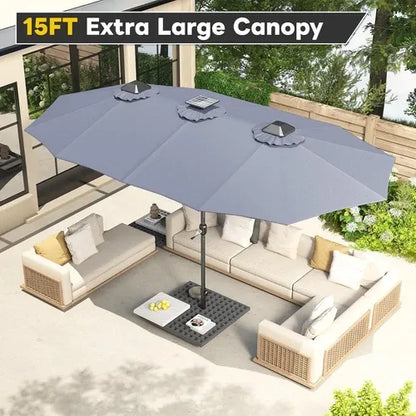 SolarGlow™ 15FT Double-Sided Patio Umbrella