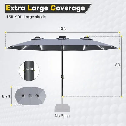 SolarGlow™ 15FT Double-Sided Patio Umbrella