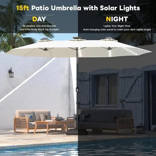 SolarGlow™ 15FT Double-Sided Patio Umbrella