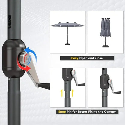 SolarGlow™ 15FT Double-Sided Patio Umbrella