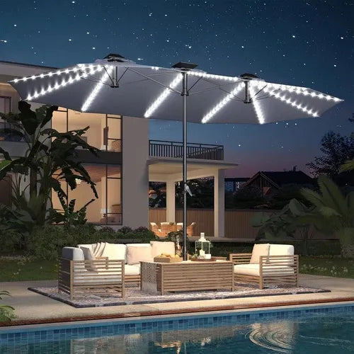 SolarGlow™ 15FT Double-Sided Patio Umbrella