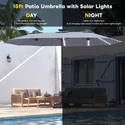 SolarGlow™ 15FT Double-Sided Patio Umbrella