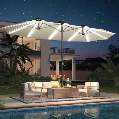SolarGlow™ 15FT Double-Sided Patio Umbrella