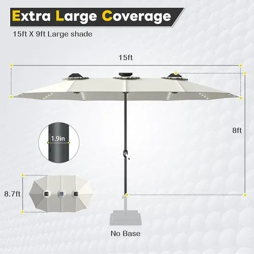 SolarGlow™ 15FT Double-Sided Patio Umbrella
