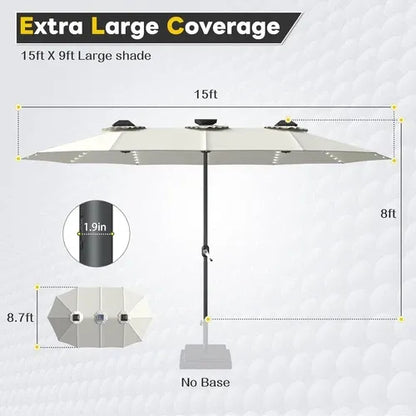 SolarGlow™ 15FT Double-Sided Patio Umbrella