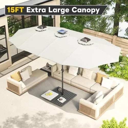 SolarGlow™ 15FT Double-Sided Patio Umbrella