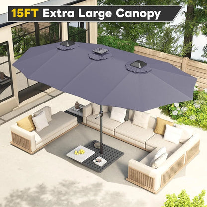 SolarGlow™ 15FT Double-Sided Patio Umbrella